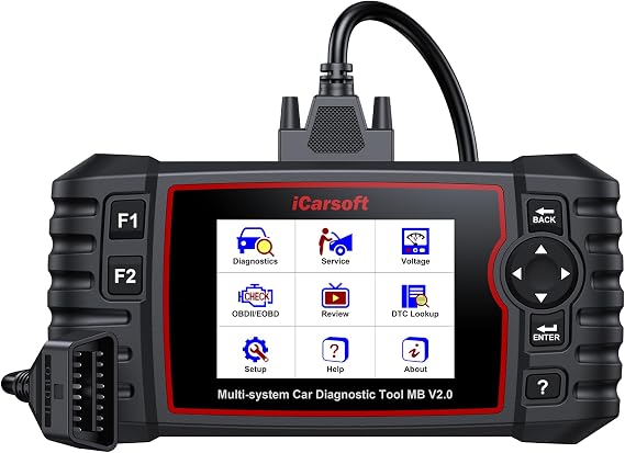 iCarsoft OBD2 Scanner MB V2.0 Enhanced Ver 2 in 1 for Mercedes Benz/for Land Rover/for Jaguar, TPMS/Oil Reset Full Systems Diagnostic Tool 8 Resets Car Code Reader, Auto VIN,Battery Test, SAS/EPB/DP