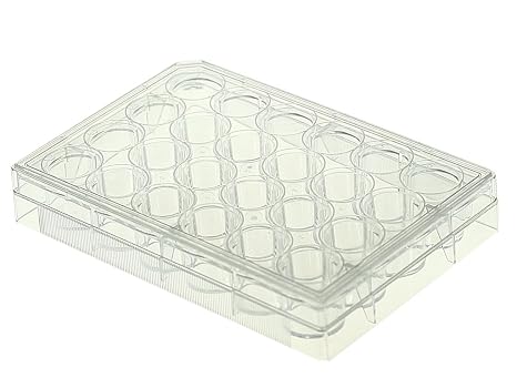 702001 Polystyrene 24 Well Cell Culture Plate, Flat Bottom, Tissue Culture Treated, Sterile, Clear, 1 per Pack, 50 per Case (Pack of 50)