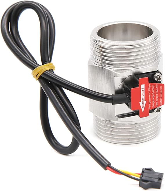 Yuly 1.25" Flow Sensor Stainless Steel Effect Liquid Water Switch Meter Flowmeter Flow Sensor Voltage 5-24VDC