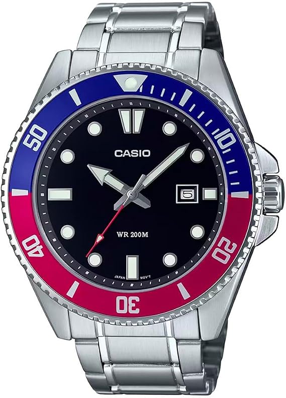 Casio MDV-107D-1A3VDF Kol Saati, Standart, Analog, Kırmızı-Mavi, Erkek