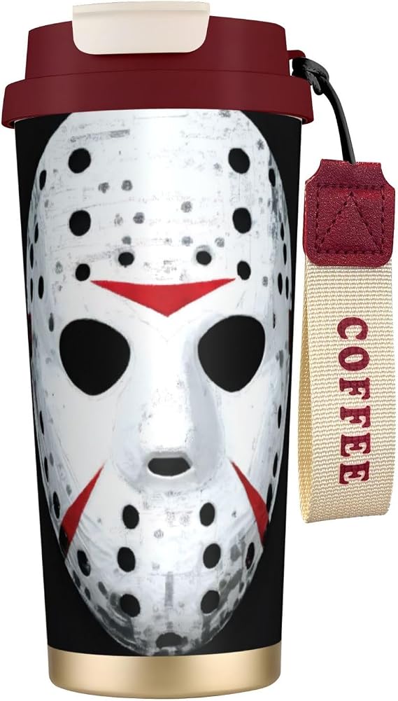 "Artypop" Horror Skull Print 16 Oz(500ml) Tumbler Stainless Steel Insulated Travel Mug with Leakproof Lid and Straw,Double Walled Vacuum Coffee Cups for Hot and Cold Drinks