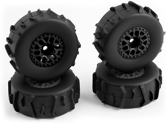 4Pcs RC Wheels & Tires Set Upgrades for ARRMA 1/14 Mojave GROM(Black)