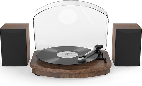 Retrolife Vinyl Record Player with External Speakers AT-3600L Cartridge | Belt Drive Turntable, Wireless Bluetooth Playback, Dual Stereo Speakers, 3 Speed, RCA Out, Vintage Vinyl Player