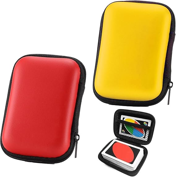 2Pcs Portable Waterproof Card Game Case - Compact & Shockproof EVA Storage Box, Playing Card Case, Case Cards, Playing Card Box(Red&Yellow)