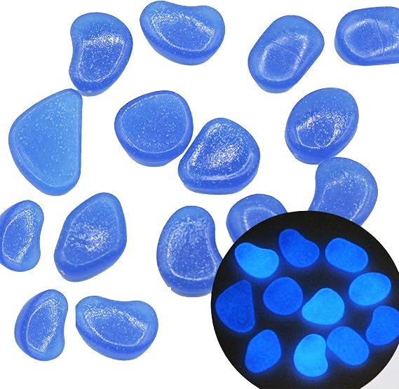 Nothers OGIFOAHC Glow in The Dark Rocks, Non-Toxic Glowing Stones for Use as Aquarium/Fish Tank Accessories or Indoor/Outdoor Decoration/Pathway/Garden(100pcs,Jewel Blue)