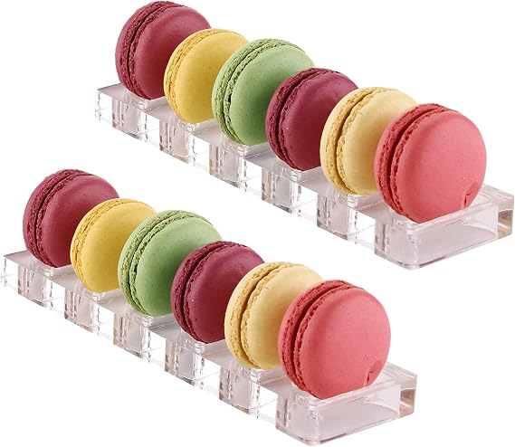 Jusalpha Clear Acrylic Macaron/Cookies Display Tray, 2 Packs (Capacity:6)