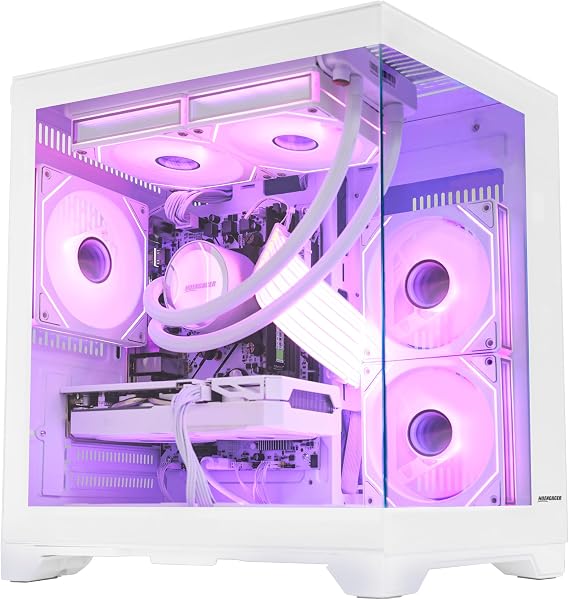 Panorama Gaming PC Desktop Computer - AMD Ryzen 7 5700G 3.8 GHz, RTX 5060 8GB, 32GB DDR4 RAM 3200, 1TB M.2 PCIE + 1TB SATA SSD, 650W PSU, 240mm AIO, Windows 11 64-bit, White