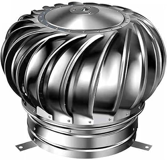 Rotating Chimney Cowl Cap, Roof Chimney Spinner Cowl, Round Stainless Steel Chimney Spinner, Anti-Downdraught Rotating Cap, Top, Hat, Cover for Flue Pipe(12inch/300mm)