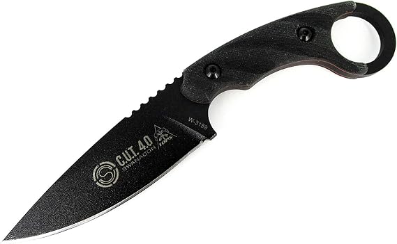 Tops TPCUT40A-BRK Cut Combat Utility Tool Knife, Black