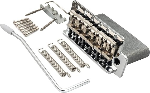 Wilkinson 54mm (2-1/8 inch) Vintage Style Full Block ST Guitar Tremolo Bridge Pop-In Arm 6 Screws for Squier/Mexico Fender/MIJ Strat, Chrome