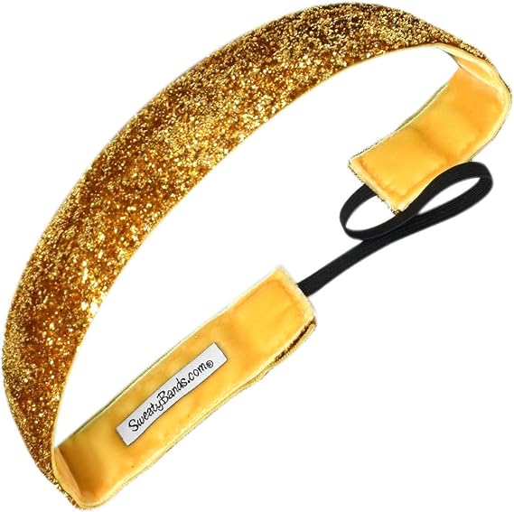 Sweaty Bands Non-Slip Velvet-Lined Exercise Headband Viva Diva Gold 1 Inch
