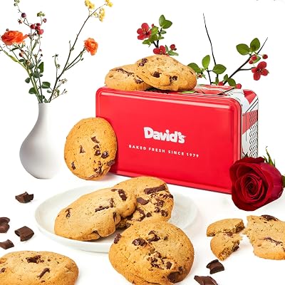 Davids Cookies Freshly Baked Cookies Assortment - Delicious Handmade Soft Variety - Exquisite Gourmet Gift for Friends & Family on Special Occasions - Chocolate Chunk Cookies in Sweet Sampler Tin