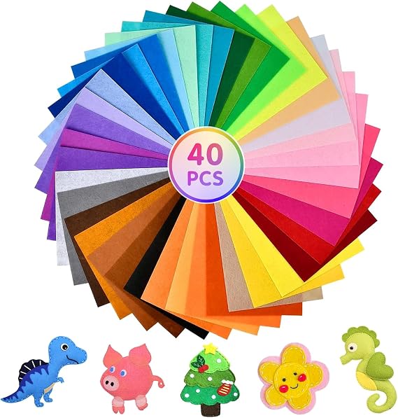 40pcs Coloured Felt 30 x 20 cm A4 Felt Sheets Craft Felt Soft Thick