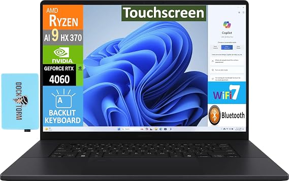 ASUS ProArt P16 AI Creator Laptop 16.0" Touchscreen OLED 4K Display (AMD Ryzen AI 9 HX 370, 32GB LPDDR5X, 2TB SSD, GeForce RTX 4060, Copilot+, Backlit KB, Win 11 Pro) w/DKZ USB Port Expander