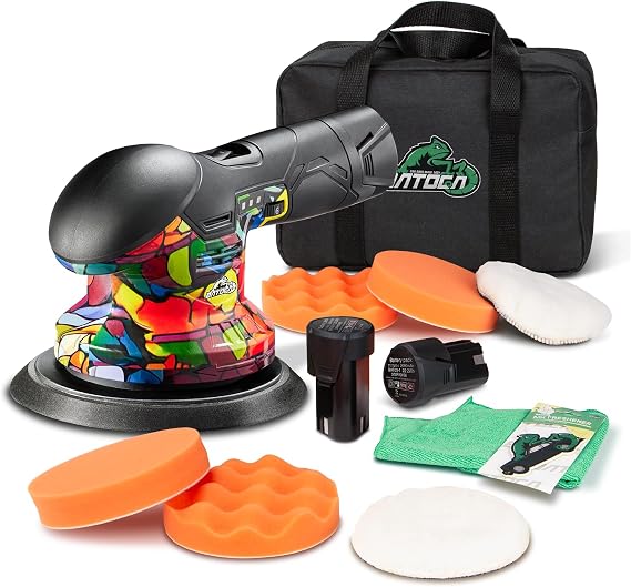BATOCA S3 Cordless Car Buffer Polisher - 2pcs 11.1V Lithium-ion Rechargeable Battery Powered Brushless Polisher with 6 Variable Speed, DA Orbital