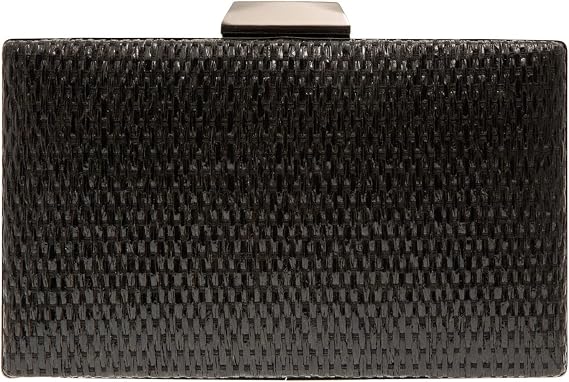 JNB Raffia Straw Box Clutch
