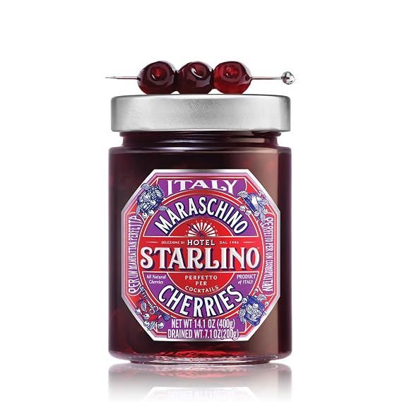 Hotel Starlino Premium Maraschino Cherries, Made in Italy, 400g Jar