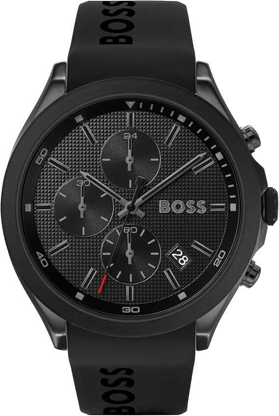 BOSS Men's 44mm Chronograph Quartz Watch Velocity Collection with Silicone Strap, Date Function, 3 Sub-Dials, 5ATM Water Resistant
