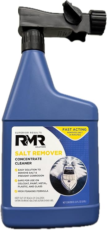 RMR Salt Remover Concentrate Cleaner, Salt & Rust Remover & Engine Flush for Boats, Trucks, Vehicles, 32 Ounce Bottle With Hose-End Adapter