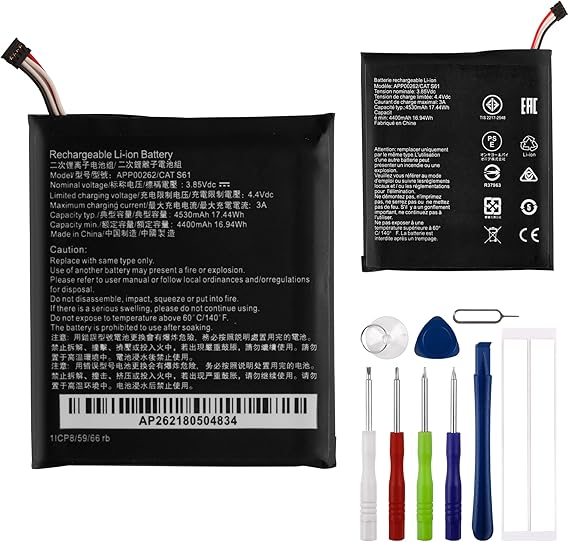 Replacement Battery APP00262 Battery Compatible with Caterpillar Cat S61 with Tools
