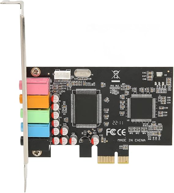 PCIE 5.1 Sound Card, Multi Channel Sound Chip Supports 6 Channel Surround Sound, 24Bit 48KHz PC Internal Sound Card, with PCI Express Port Suitable for Home Theater Large 3D Games Listening to Music