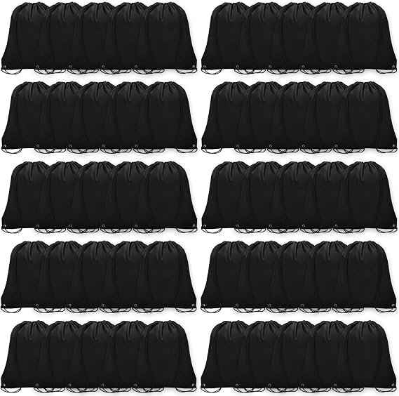 Grneric 50PCS Drawstring Backpack Bulk Polyester Cinch Bags for Gym Sports
