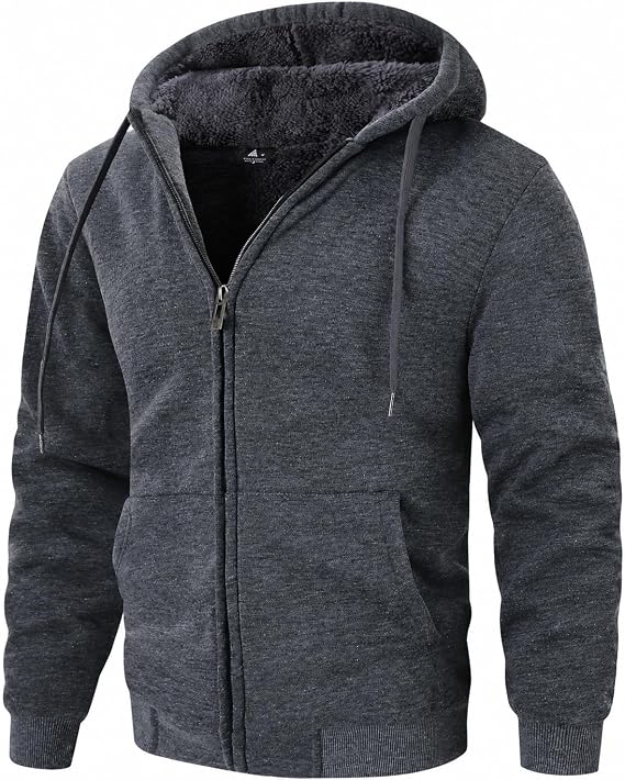 ZITY Men's Zip Up Hoodie Heavyweight Winter Sweatshirt Fleece Sherpa Lined Warm Jacket