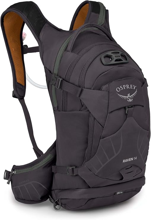 Osprey Raven 14L Women's Biking Backpack with Hydraulics Reservoir, Space Travel/Toffee Orange, Extended Fit