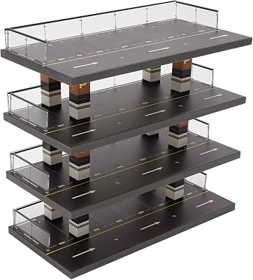Car Diorama Garage Display Case, 4-Story Diorama 164 Car Garage Model， Parking Display Scene Model, with Clear Parking Spaces, Exquisite Signs, Columns, and Driveways