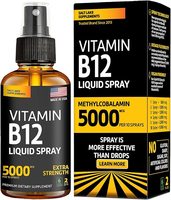 Vitamin B12 Sublingual Spray 5000 mcg - Vegan Methylcobalamin Liquid B12