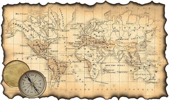 Ancient World Map Poster Antique Style Travel Illustration Cool Wall Art Print Poster 36x24