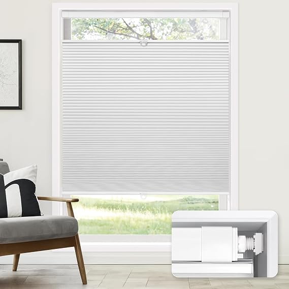 LazBlinds No Tools No Drill Cordless Cellular Shades, 43.5" W x 56"H, White