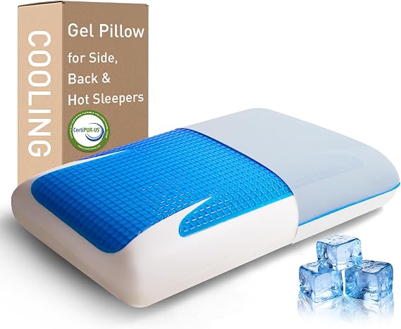 Cooling Gel Memory Foam Pillow for Hot Sleepers, Medium Loft Standard Size
