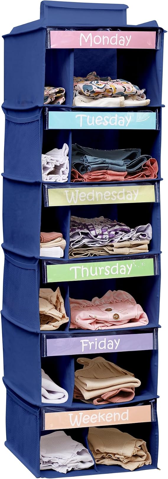 Kids Clothes Organizer, Weekly Clothes Organizer for Kids, 6 Shelf, Blue