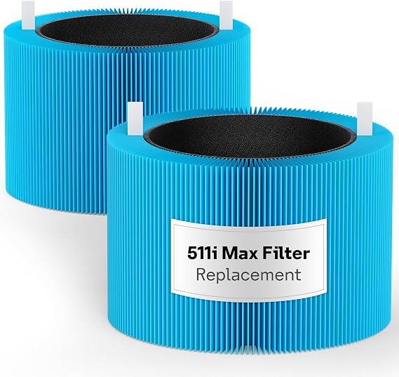 Leemone F5MAX AllergenBlock Filter for Blueair Blue Pure 511i Max, 2 Pack | Dust, Pollen & Pet Dander Reduction; HEPA & Activated Carbon; Not for Blue Pure 511/511 Auto