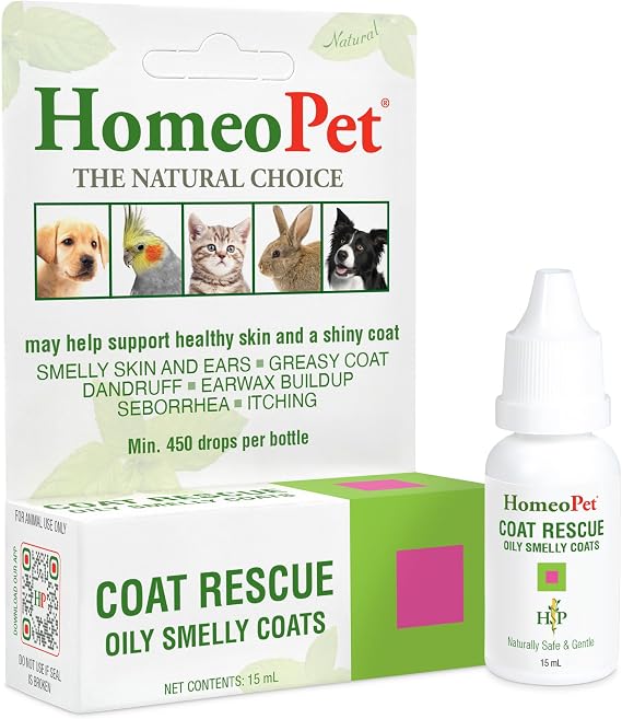 HomeoPet Coat Rescue, Skin Supplement for Dogs and Cats, 15 Milliliters