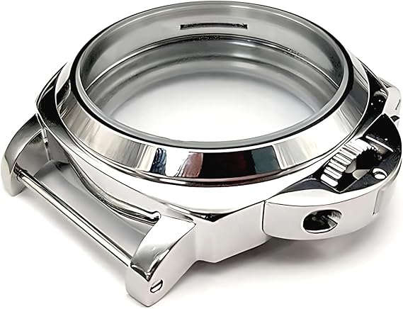 44mm Stainless Steel Watch Case Shell for Eta 6497/6498 Seagull ST36 Movement, Silver