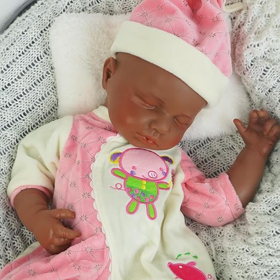 Girls 47 cm Full Silicone Baby Doll Realistic Baby Doll Reborn Newborn Non-Vinyl Sleeping Position with Gift Box