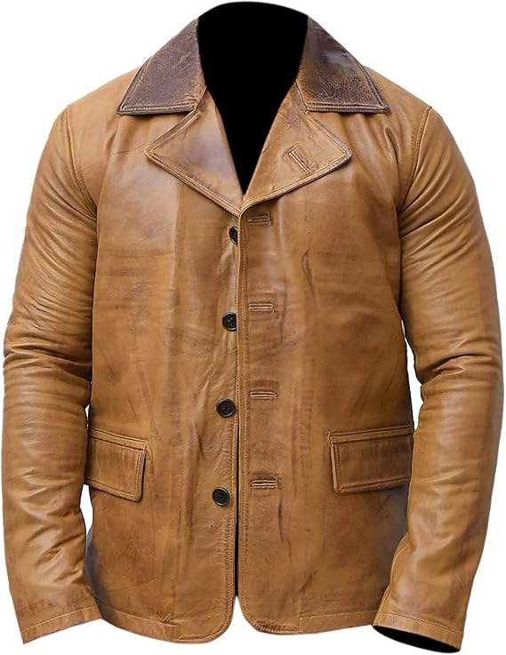 Men's Red Redemption II Dead Arthur Morgan Tan Brown Real Leather Coat Jacket (XL)