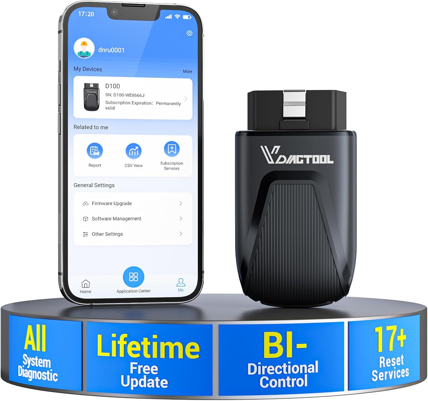OBD2 Scanner Bluetooth VDIAGTOOL D100, All System Car Diagnostic Tool With 17+ Resets, Lifetime Free Update Bidirectional Car Code Reader for Android & iOS, Wireless DPF Regeneration Tool FCA & CAN FD