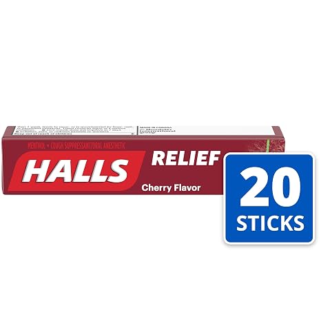 Halls Sticks, Cherry, 9-Drop Sticks (Pack of 20)