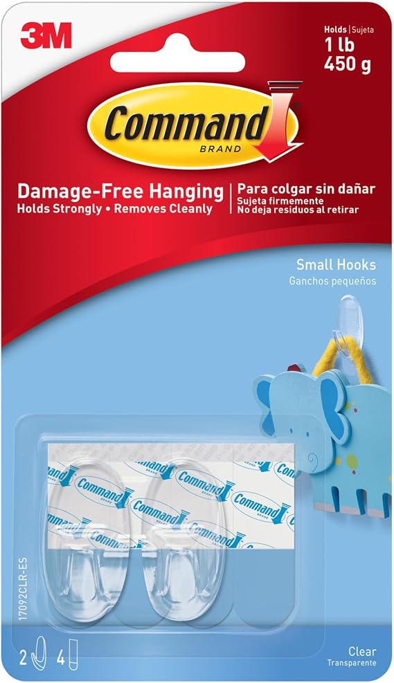 Command Strips 17092CLR Small Clear Command Hooks 2 Count