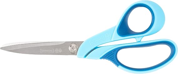 Mundial SuperEdge 6.5-Inch Student Scissors, Blue Soft-Touch Ring Handle, Stainless Steel Plain Edge, Comfortable School & Craft Scissors