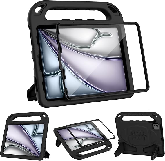 BMOUO Kids Case for iPad Air 11-inch M4/M3/M2, Air 5th/4th Gen 10.9, Black