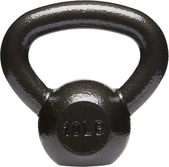 Amazon Basics Cast Iron Kettlebell for Strength Training, Textured Wide Handle, Black