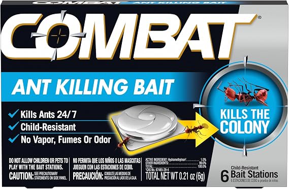Combat Bait Stations for Ants, Indoor & Outdoor Use, Child-Resistant, 6 Count