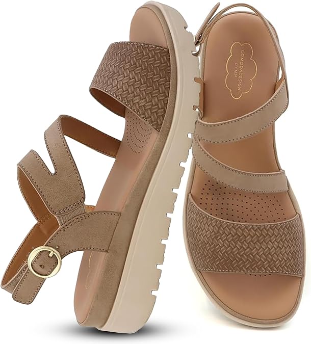 YOKI TUNSA-20 Women's Wedge Platform Sandals Strappy Sandals With Arch Support, Comfortable Dress Sandals, Summer Platform Sandals
