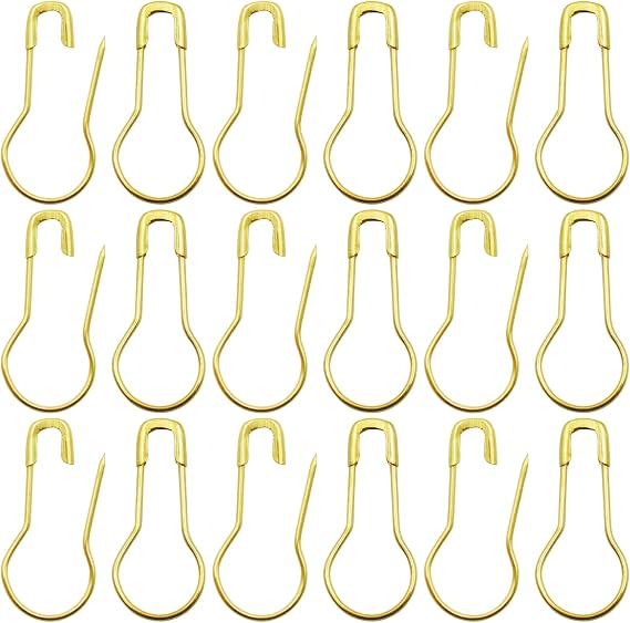 1000pcs Metal Safety Pins, Bulb Gourd Pins, 0.9 Clothing Tag Pin Calabash Pin Pear Shaped Bead Needle Pins for Crafts Clothes Crafting Knitting Sewing Making Accessories (Gold)