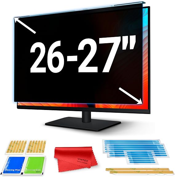 [1 Pack] 26-27 Inch 16:9/16:10 Acrylic Computer Privacy Screen Filter for Widescreen Computer Monitors & Replacement Kit - Monitor Frame Hanging Type - Desktop Privacy Screen Bundle
