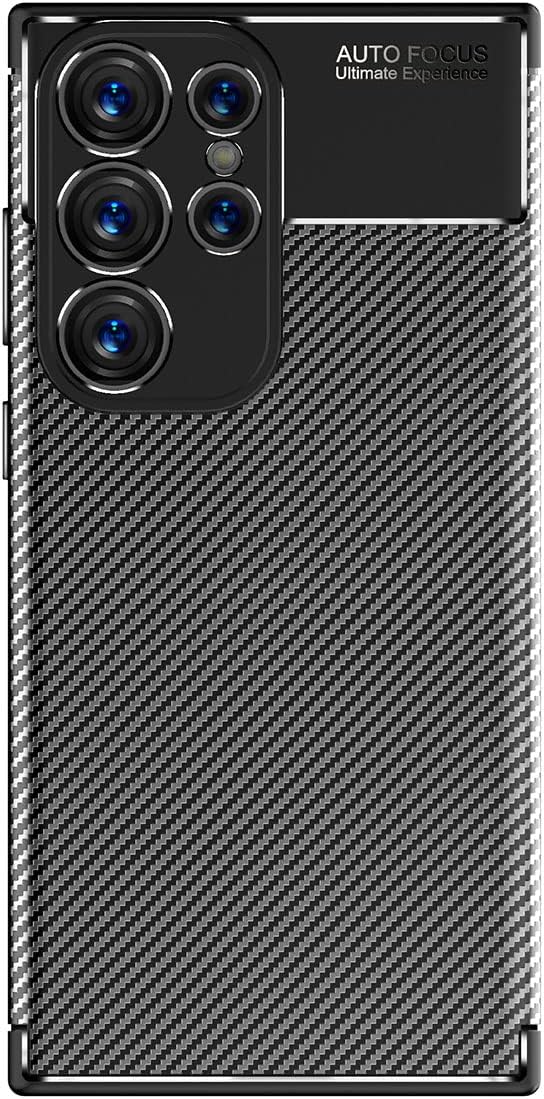 Spia Samsung Galaxy S23 Ultra ile uyumlu Kılıf Siyah Karbon Silikon Orijinal Esnek İnce Geliştirilmiş Dayanıklı Darbe Karşıtı Yeni Nesil Tasarım (Samsung Galaxy S23 Ultra, Siyah)